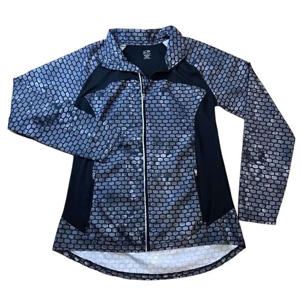 Champion duo dry running jacket windbreaker black grey size medium